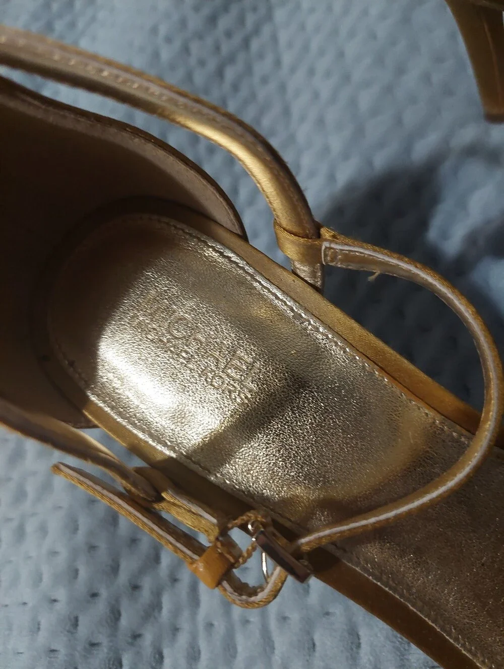 Michael  Kors Gold Satin Ankle-Strap High Heel Sandals - Women